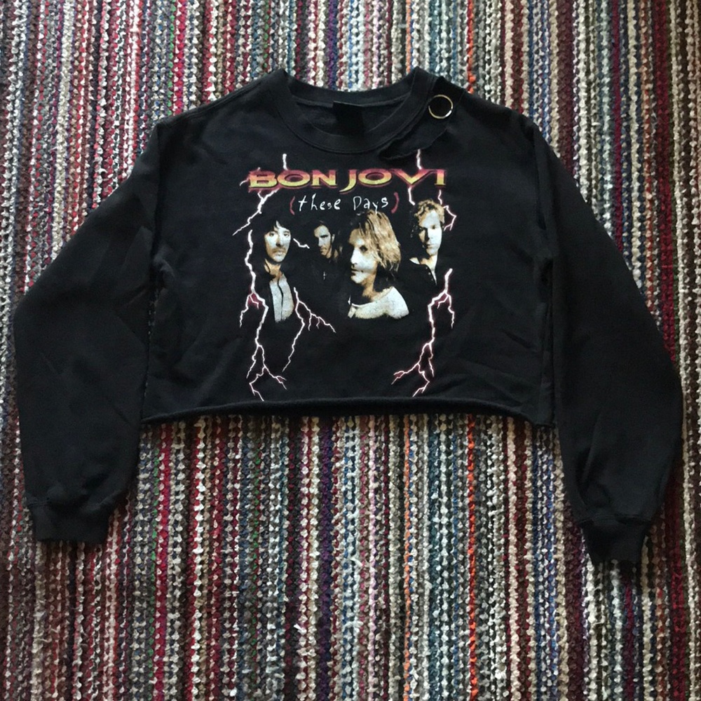 🔥⚡️💖 Ladies BON JOVI Crop Top Sweater Tee 😍😍